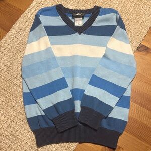 H&M Toddler V-Neck Sweater in Blue and White Stripes